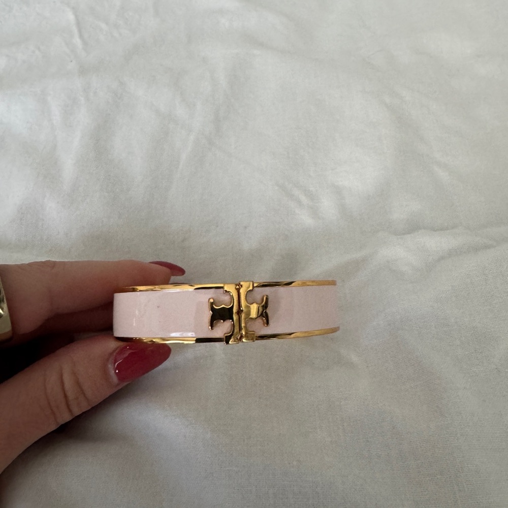 Tory Burch Gold and Pink Icon Bracelet
